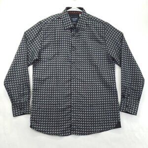 Silver Stone Shirt Mens XL Black Paisley Cotton Modern Fit Classic Button-Up